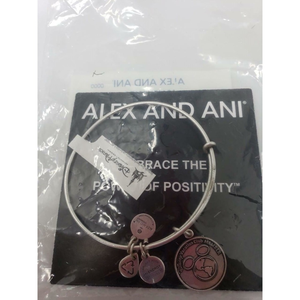 New Alex & Ani Disney Vacation Club DVC Silver tone‎ Bangle bracelet